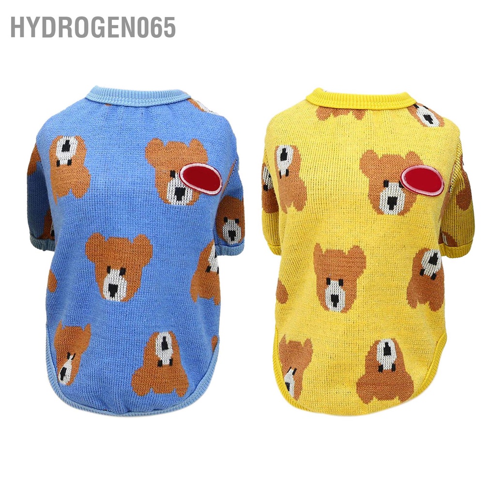 Hydrogen065 Chó Nút Áo Len In Hình Gấu Ngắn Tay Hở Mặt Trước Quần Dệt Kim Cho Thú Cưng Mèo