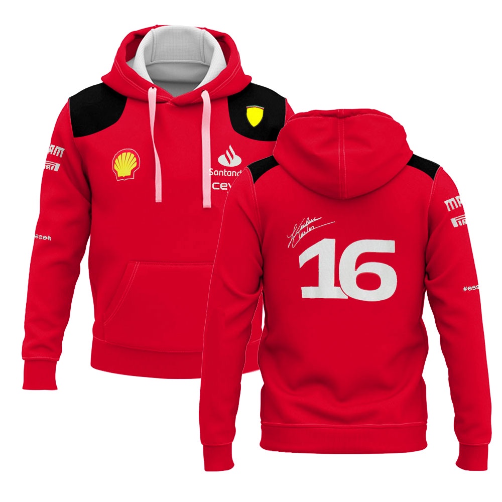 Áo Khoác Hoodie Có Khóa Kéo In Hình Nhóm Nhạc Scuderia Ferrari 2023 Charles Leclerc 16 F1 Thời Trang Xuân Thu Cho Nam Và Nữ