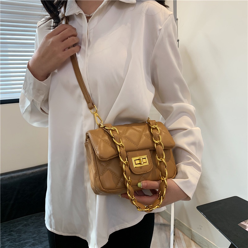 Túi Đeo Vai Hình Vuông Cỡ Nhỏ Phối Dây Đeo Sợi Xích Thời Trang Cho Nữ