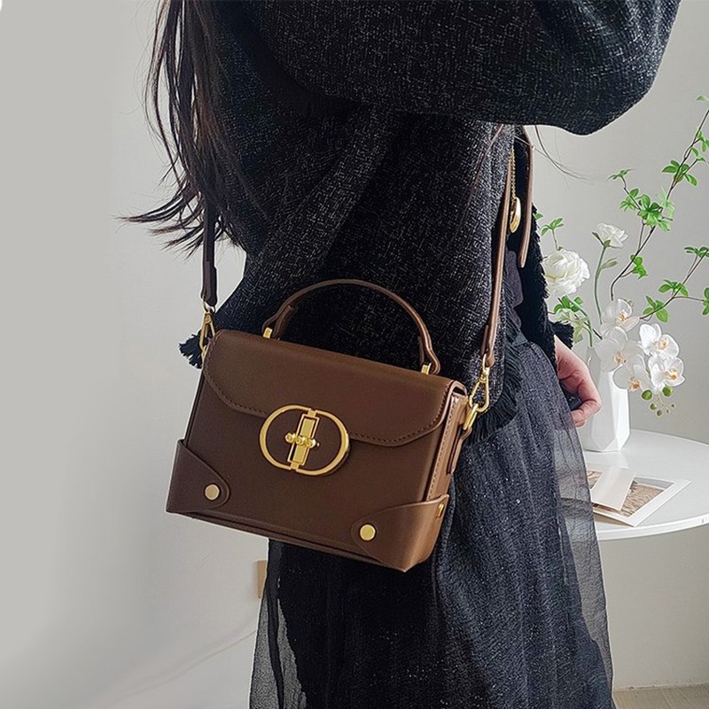 Túi Đeo Chéo Hình Vuông Cỡ Nhỏ Màu Trơn Đơn Giản Thời Trang Cho Nữ