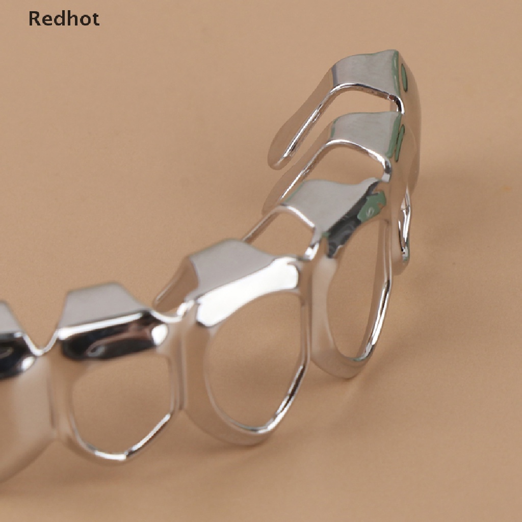 &lt; Redhot &gt; Vỉ Nướng Răng Mạ Vàng Phong Cách Hip Hop Lấp Lánh Có Lỗ Trên Và Dưới