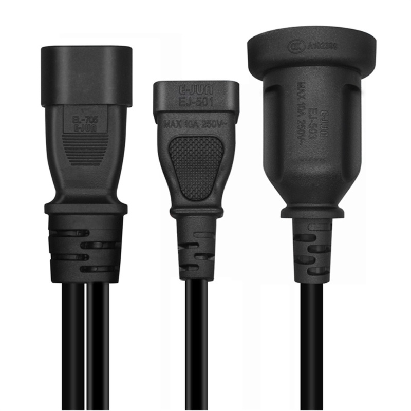 Dây Cáp Chữ Y Chuyển Đổi Nguồn Điện IEC320 C14 Thành Nema 1-15R + AU10A / 16A 2 Trong 1