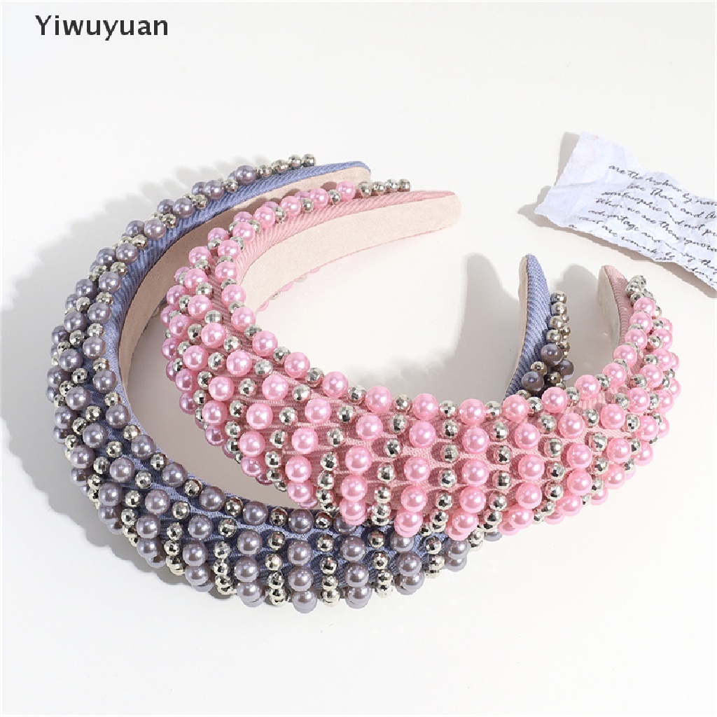 < Yiwuyuan > Băng Đô Cài Tóc Bằng Xốp Dày Dát Ngọc Trai Thủ Công Cao Cấp Dành Cho Nữ Dự Tiệc Hàng Có Sẵn