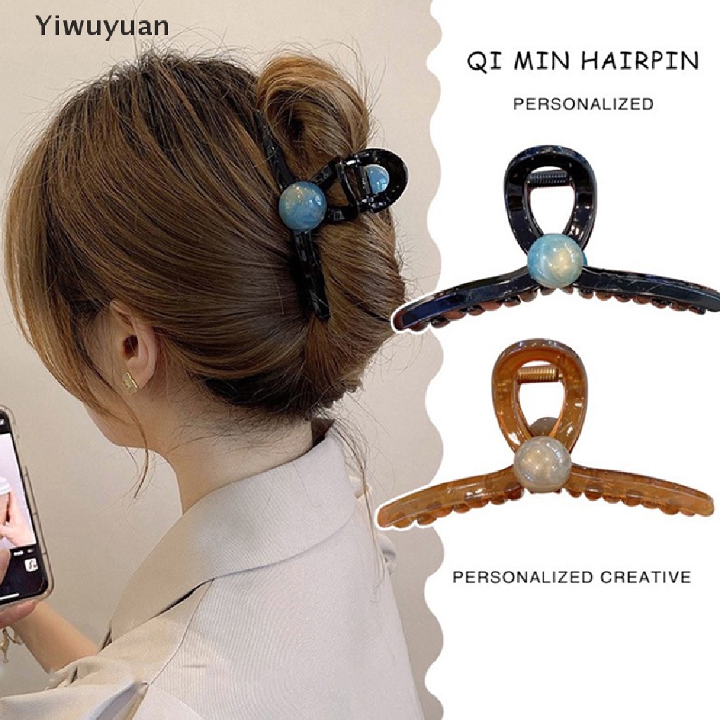 < Yiwuyuan > Kẹp Tóc Dạng Thạch Đính Hạt Nhựa Acrylic Màu Trơn Dễ Thương Phong Cách Hàn Quốc Cho Bé Gái