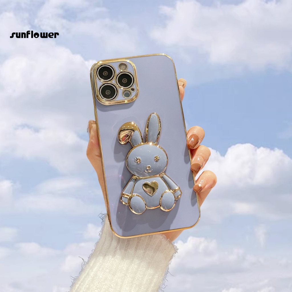 Ốp Điện Thoại Hấp Thụ Sốc Chống Mòn Bảo Vệ Toàn Diện In Họa Tiết Thỏ Có Giá Đỡ Cho Iphone 14 Pro / 14 Pro Max