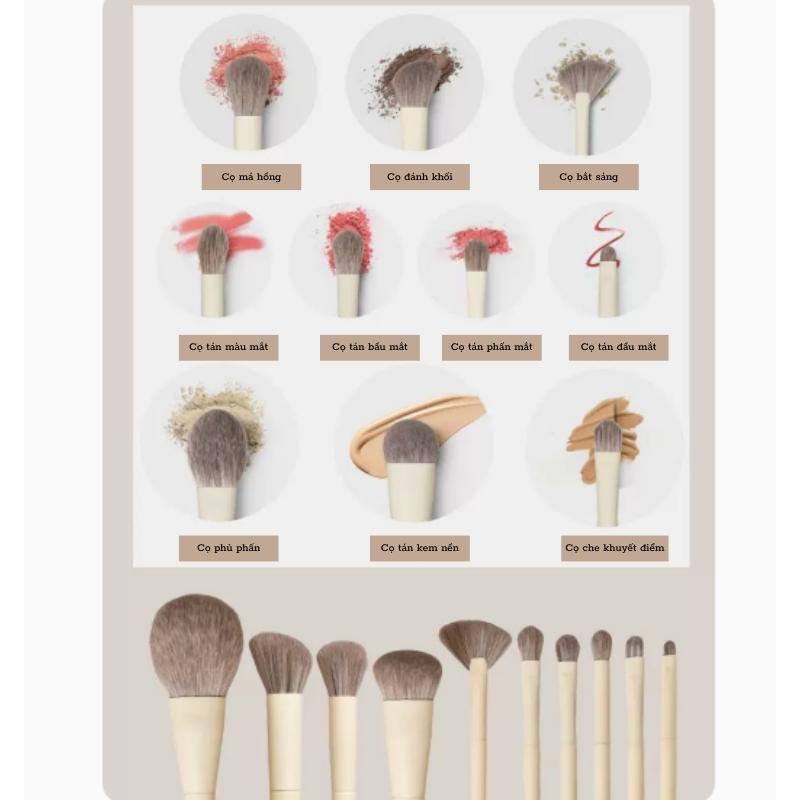 Bộ Cọ Trang Điểm Cá Nhân Cao Cấp 10 Cây Màu Trắng Sữa Từ Cơ Bản Đến Chuyên Nghiệp