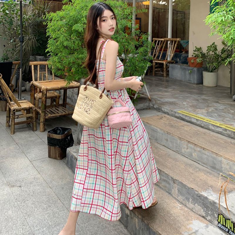~ 2023 Đầm Hai Dây Mỏng Ghép Mảnh Phong Cách Phương Tây Hợp Thời Trang Dễ Phối Đồ