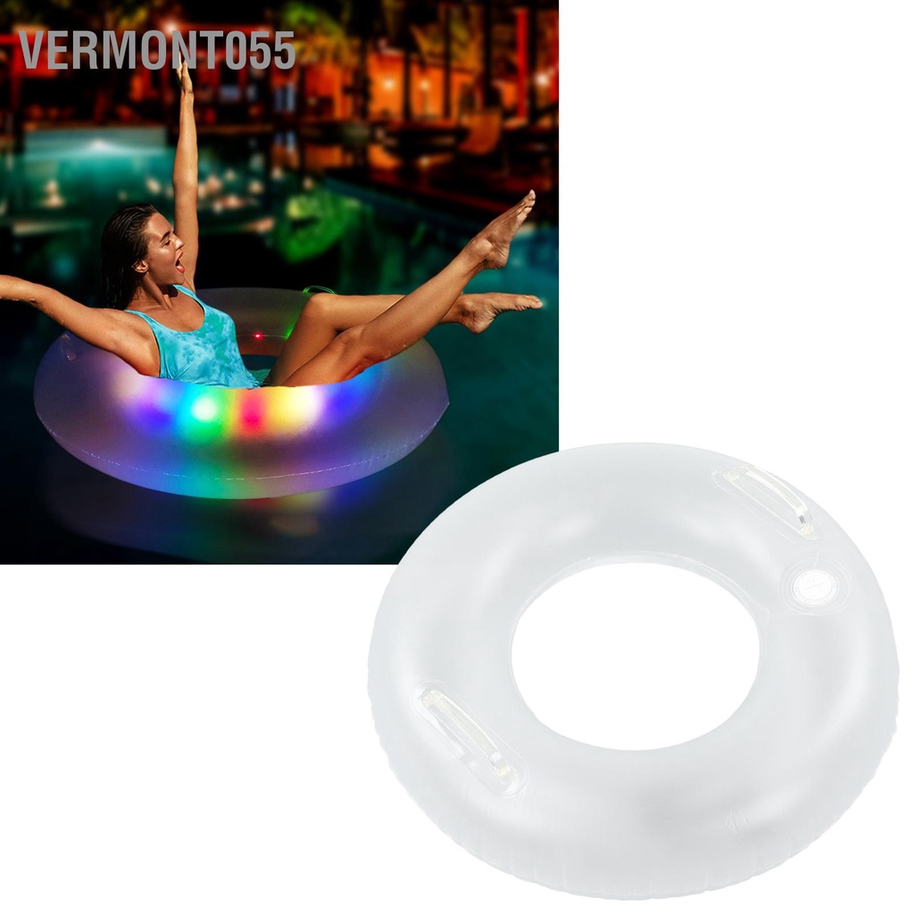 Vermont055 Vòng Bơi Bơm Hơi Có Đèn LED Với 2 Tay Cầm Trong Suốt Phao Nhiều Màu Sắc Cho Bể Trẻ Em Đồ Chơi