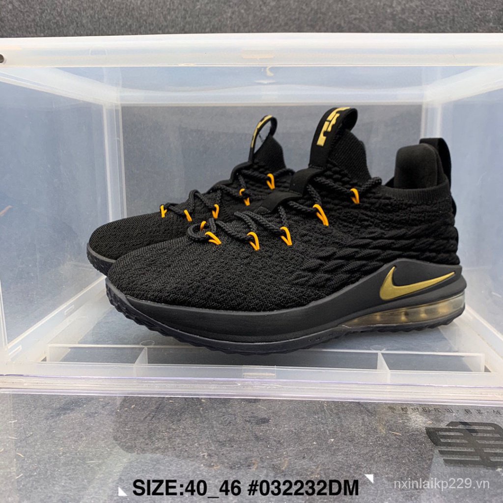 Giày Bóng Rổ LeBron 15 Gold James 15th Generation Cổ Thấp Có Đệm Khí Chống Sốc / Mòn Cho Nam