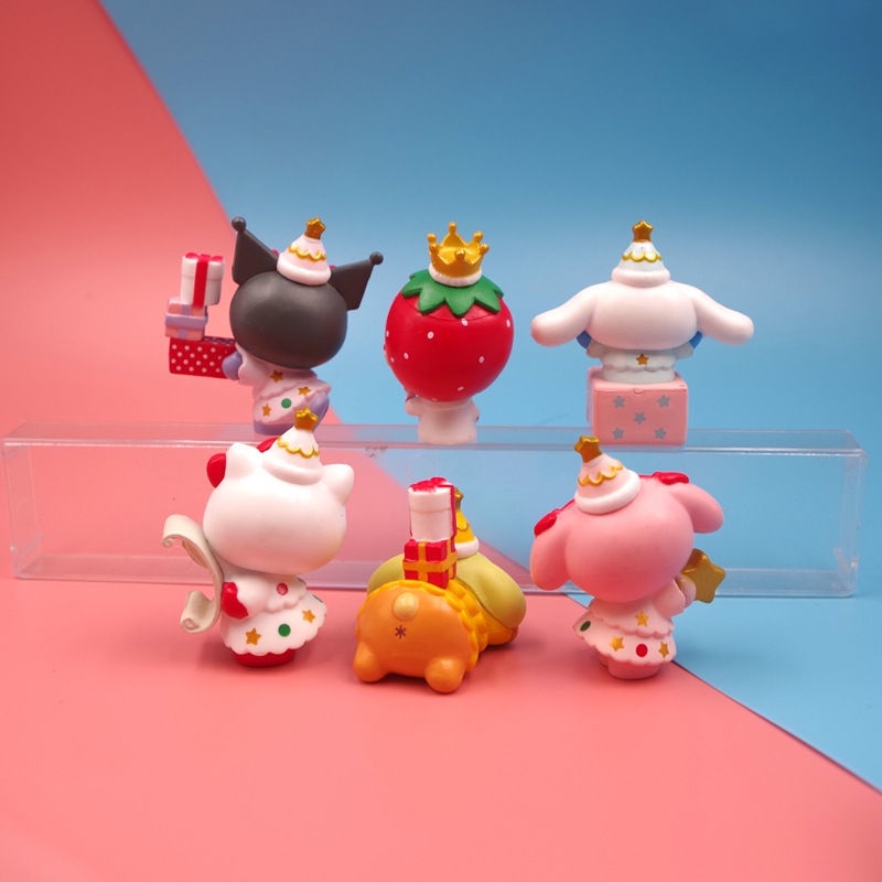 SANRIO Set 6 Mô Hình Đồ Chơi Mèo Hoạt Hình Kuromi MyMelody Kitty Giới Hạn Xe Hơi Dễ Thương Làm Quà Tặng Sinh Nhật Cho Bé Gái