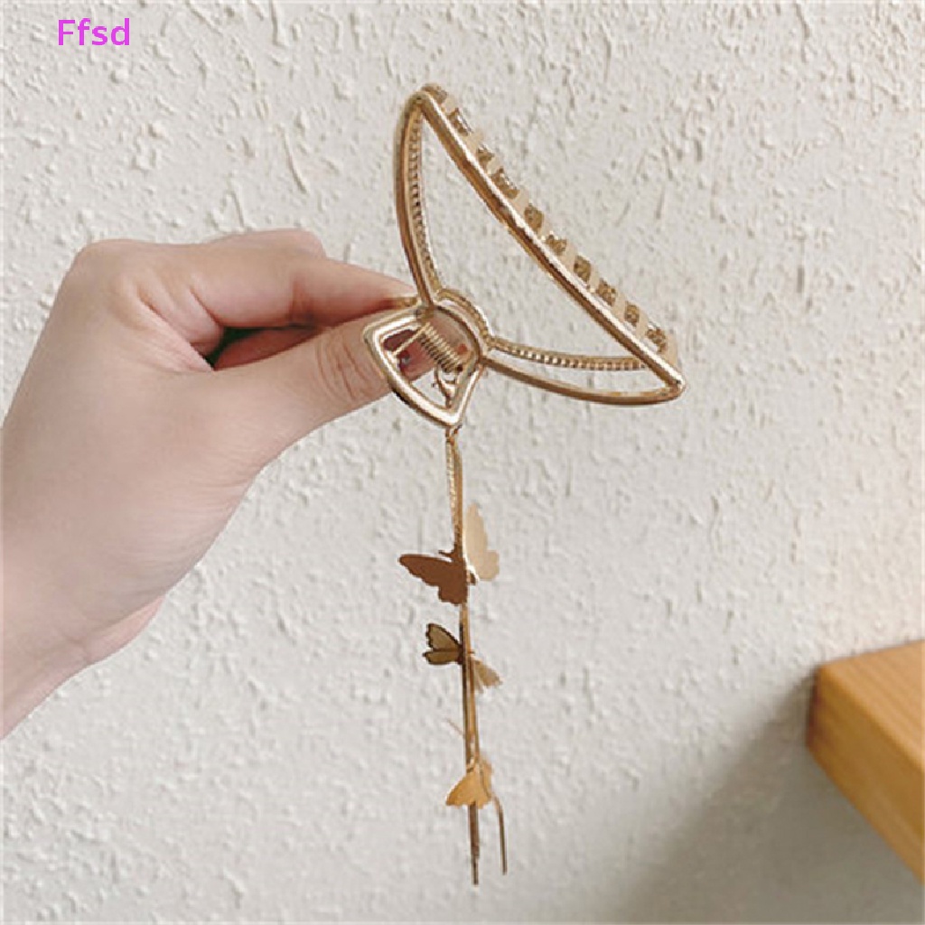 Kẹp Tóc Hình Bướm Rỗng Bằng Kim Loại Đính Ngọc Trai Cho Nữ