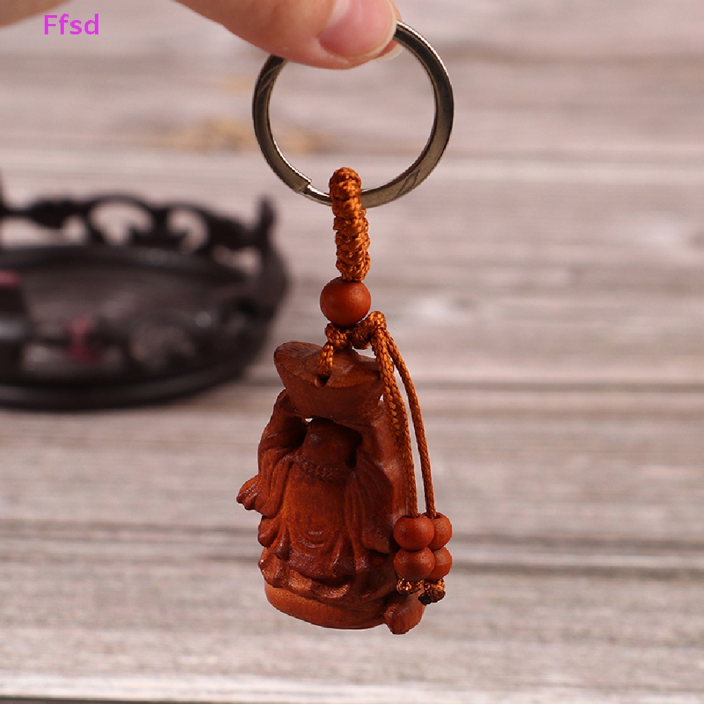 {Ffsd} Mahogany Móc Chìa Khóa Chạm Khắc Ba Chiều Giống Thật Làm Quà Tặng Trang Sức May Mắn Cho Xe Hơi