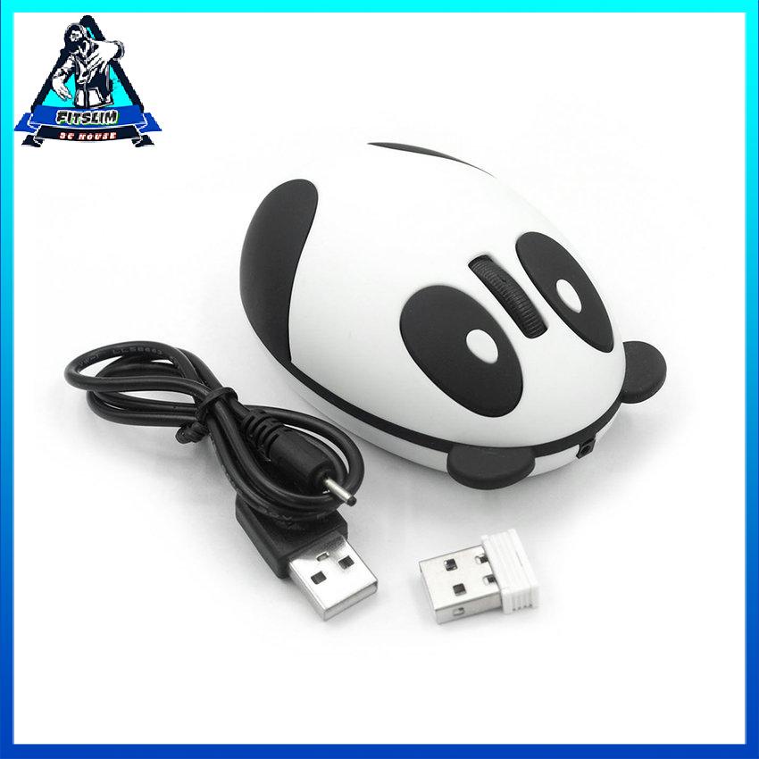 Chuột máy tính hình gấu trúc có thể sạc lại không dây 2.4Ghz công thái học chơi game chuyên nghiệp dành cho thủ [U/7]