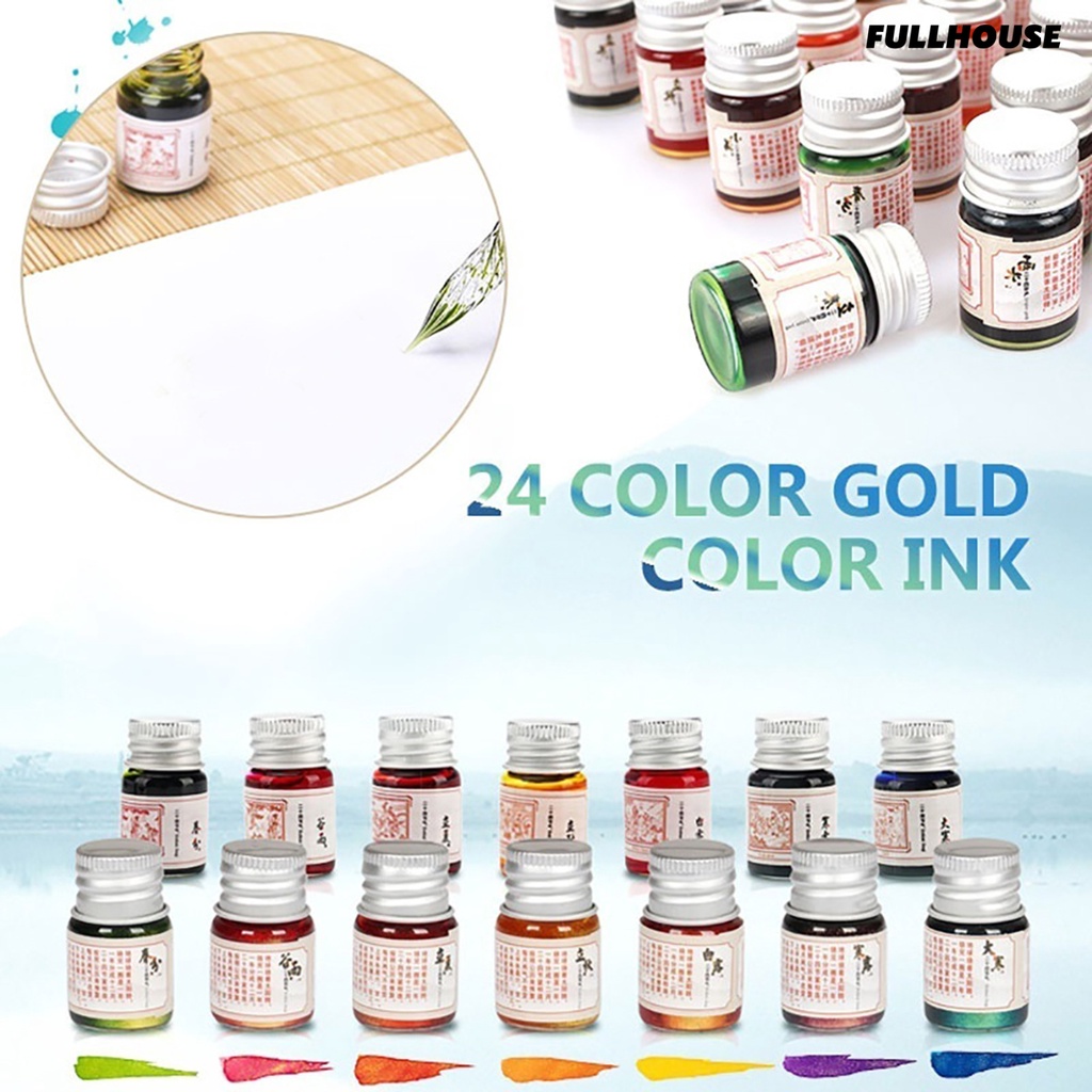 Túi Đựng Đồ Dùng Đa Năng Tiện Dụng☀Bộ 24 Lọ Thủy Tinh Đựng Mực Màu Sắc