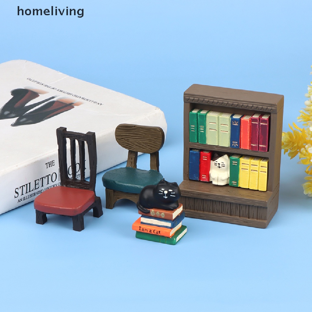 Mô Hình Kệ Sách / Ghế Đẩu Đen Mini Tỷ Lệ 1: 12 Trang Trí Nhà Búp Bê