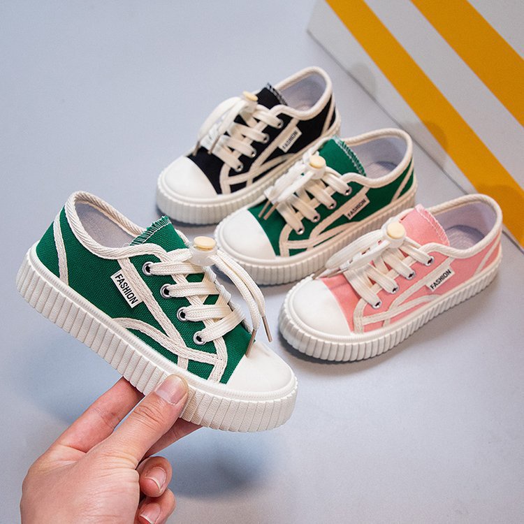 Giày Thể Thao Vải Canvas Thoáng Khí Thiết Kế Năng Động Hợp Thời Trang Cho Bé