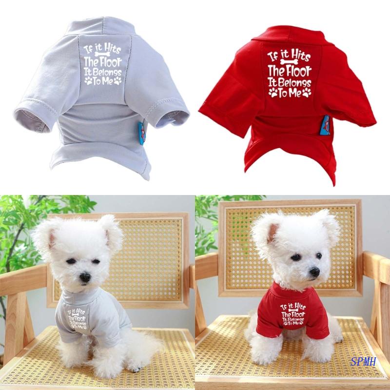Bộ Quần Áo Mùa Xuân Màu Đỏ / Xám In Chữ Vui Nhộn Cho Cún Cưng
