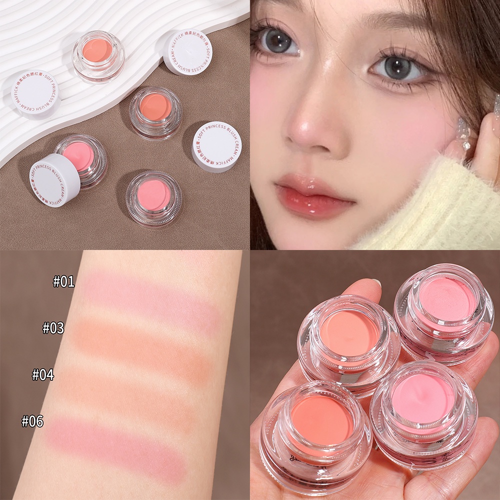 Phấn Má Hồng Dạng Kem Lâu Trôi Không Thấm Nước 4 Màu Nhung Mịn Màu Cam / Đào / Cam Maistok