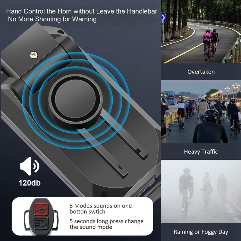 Đèn Pha Xe Đạp Có Màn Hình LCD Hiển Thị Tốc Độ Và Còi Sạc USB 4 Trong 1 Màu Đen