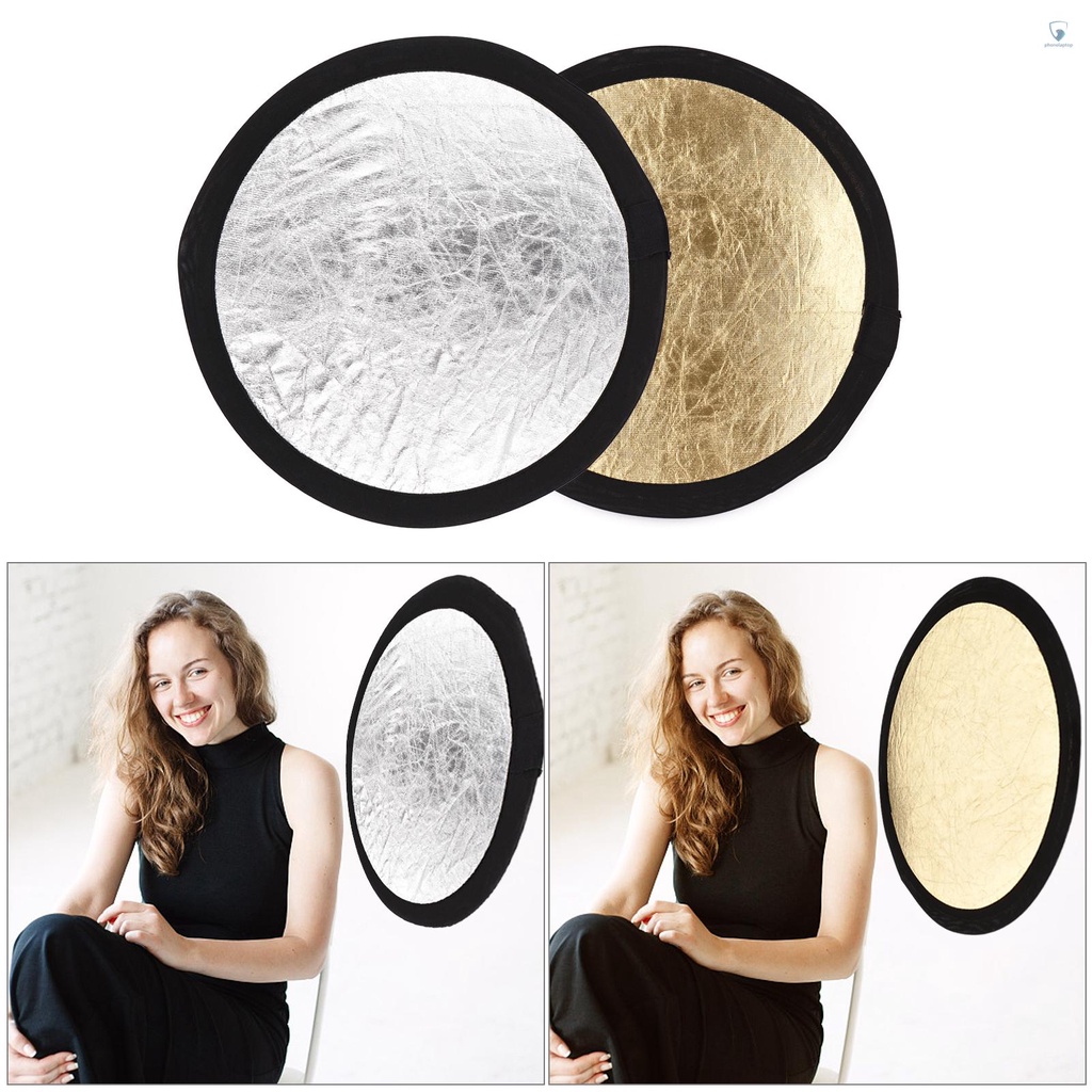 Tấm Phản Chiếu Hình Tròn 30cm / 12inch Màu Vàng Và Bạc 2 Trong 1 Có Thể Gập Lại Kèm Túi Đựng Cho Studio Chụp Ảnh
