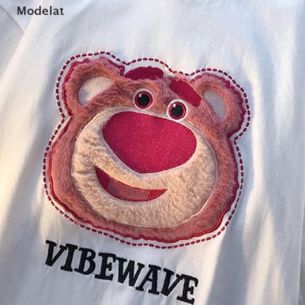 Áo Thun Nữ Ngắn Tay In Hình Gấu Và Dâu Tây Phong Cách Hàn Quốc Mới