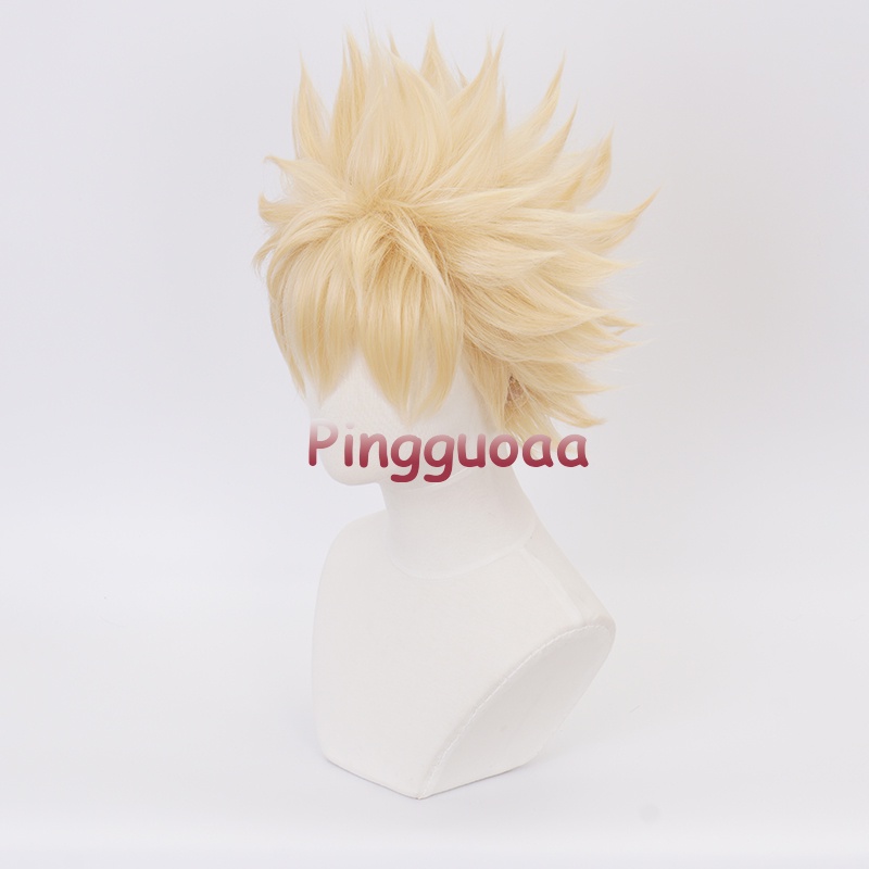 Anime My Hero Academia Katsuki Bakugou Cosplay Wig Bakugo Short Linen Blonde Baku no Hero Halloween Heat Resistant Synthetic Hair