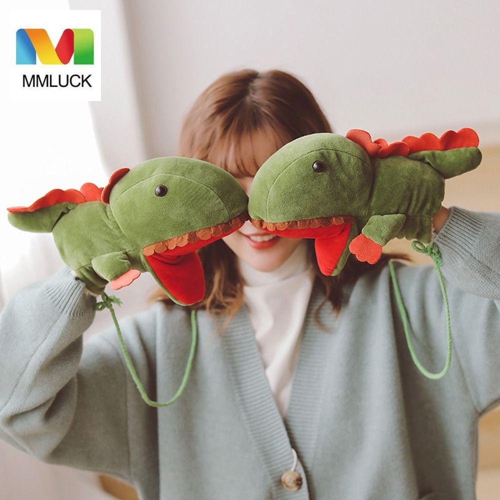 Đôi găng tay con rối MMULCK có dây đeo cổ thiết kế khủng long/ chuột hamster hoạt hình nhồi bông mềm mại đáng yêu cho bé