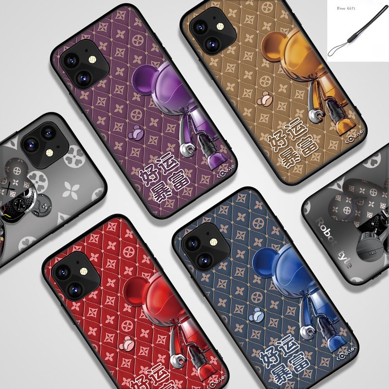 Ốp Điện Thoại Silicone Mềm Chống Sốc In Hình Gấu Có Dây Đeo Cho VIVO IQOO 3 5 7 Pro Z1x Neo / y7s / z5 4G 5G