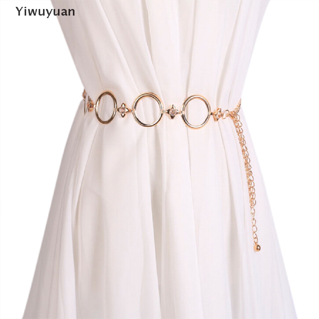 < Yiwuyuan > Thắt Lưng Dây Xích Bằng Kim Loại Vàng Thời Trang Tiệc Cưới Cho Nữ