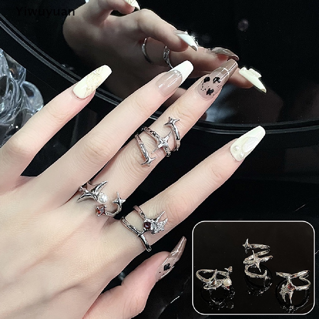 &lt; Yiwuyuan &gt; Nhẫn Dạng Hở Đính Đá Zircon Ngôi Sao Xoắn Ốc Sáng Tạo Trang Sức Tiệc Tùng Đang Giảm Giá