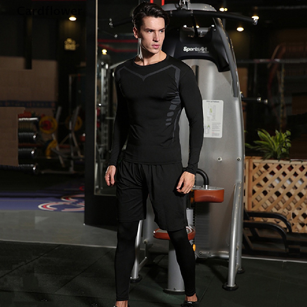 < Cardflower > Áo Thun Ôm Dáng Dài Tay Ngắn Khô Thoáng Tập Gym Chạy Bộ Thể Dục Thể Thao Unisex