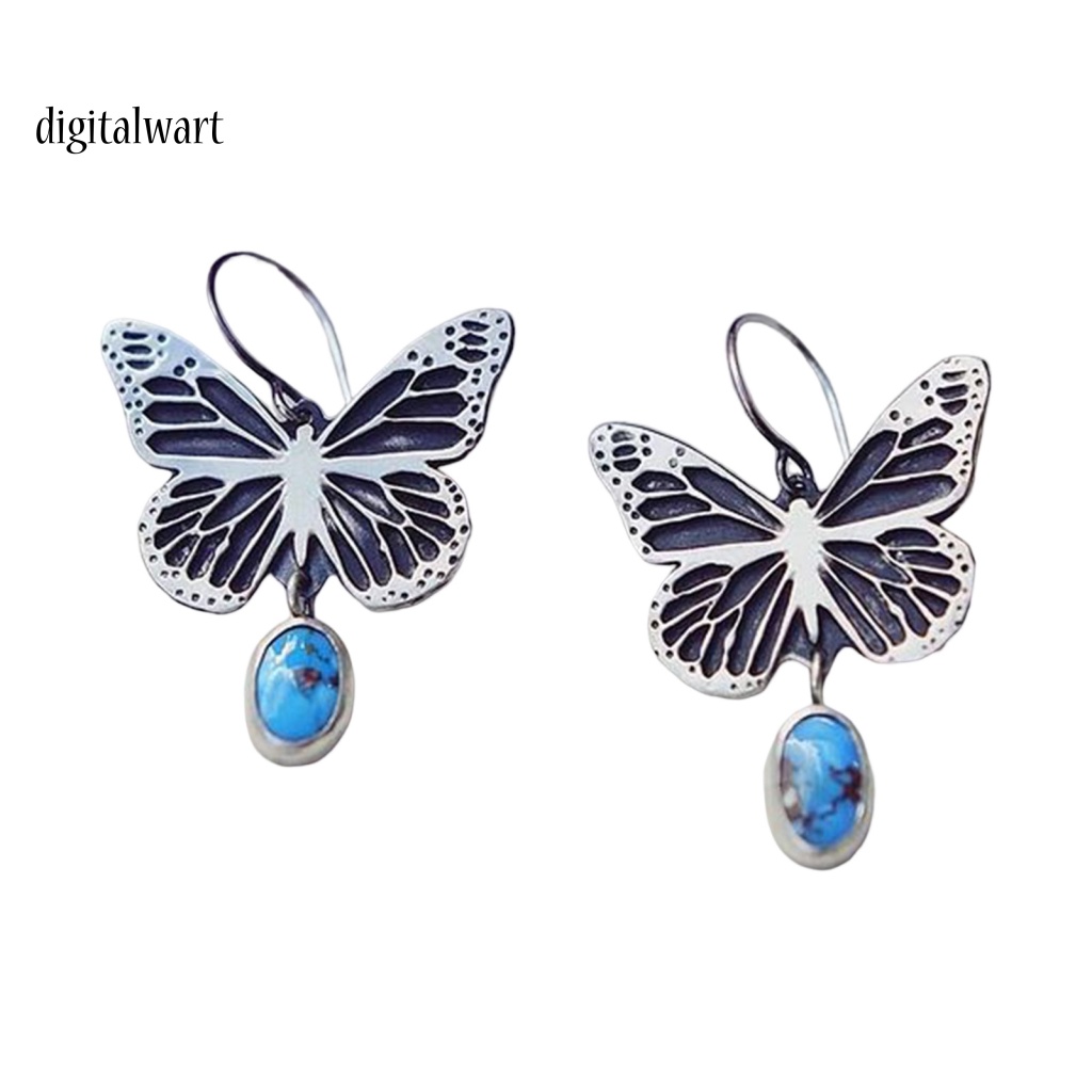 Kỹ Thuật Số| 1 Đôi Bông Tai Dáng Dài Đính Đá Ngọc Lam Nhân Tạo Phong Cách Boho Thời Trang Cho Nữ