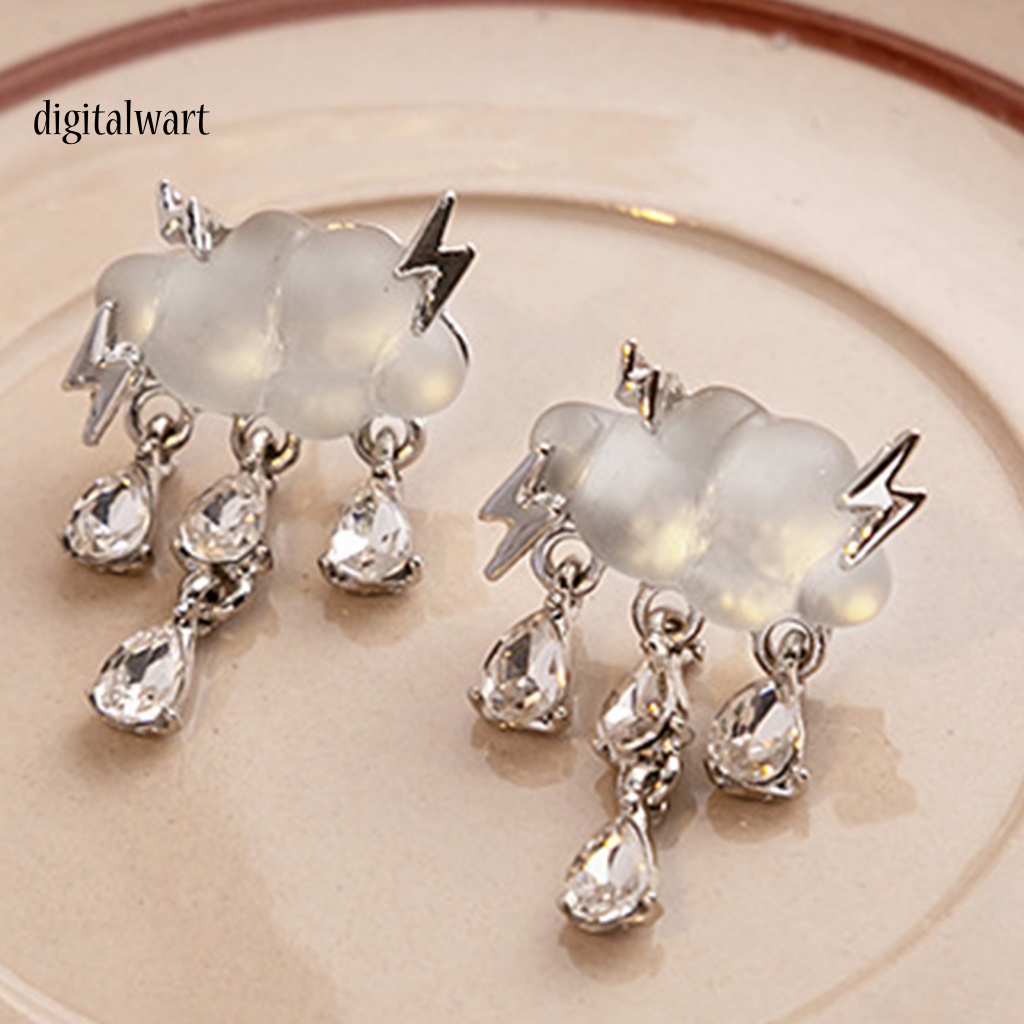 Kỹ Thuật Số| 1 Đôi Bông Tai Hình Đám Mây Mưa Đính Pha Lê Giả Thời Trang