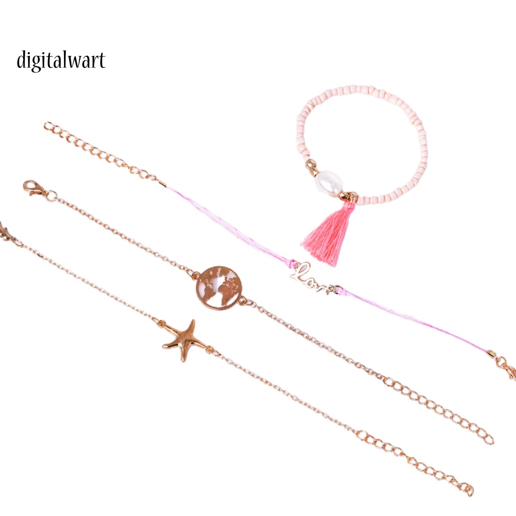 Kỹ Thuật Số| Set 5 Vòng Đeo Tay Họa Tiết Hoa Sen Rỗng Sáng Điều Chỉnh Được Cho Nữ