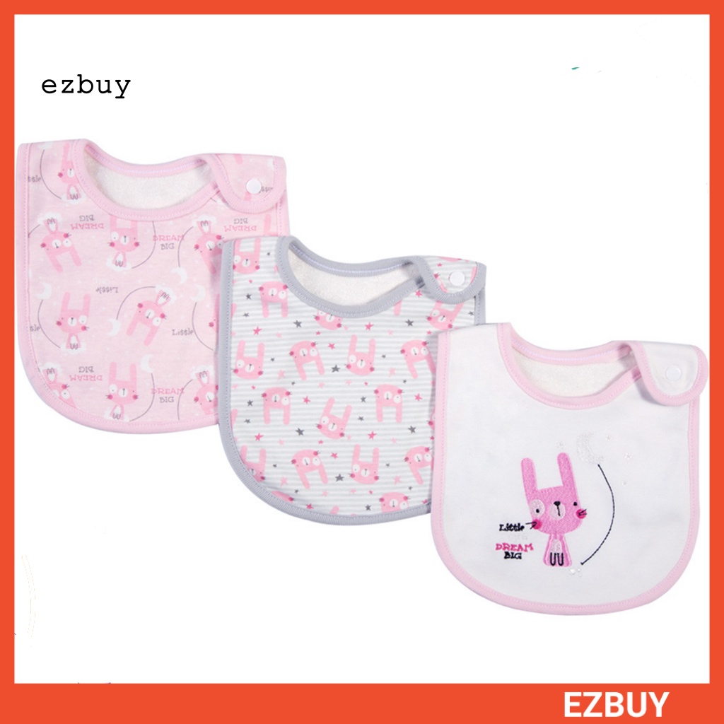 Set 3 Yếm Ăn Mềm Mại Thấm Hút Tốt In Họa Tiết Hoạt Hình Đáng Yêu Cho Bé
