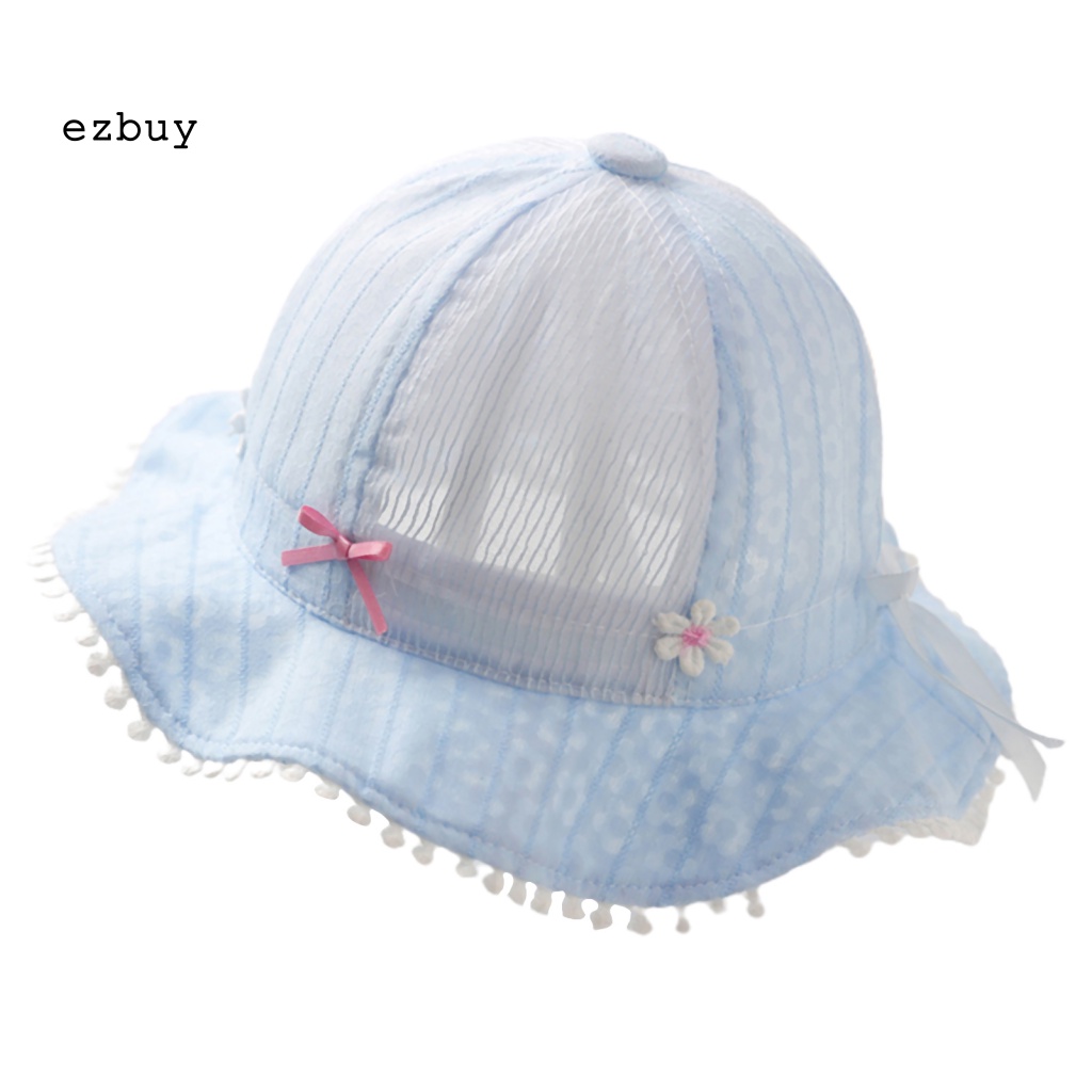 Nón Tai Bèo Chống Nắng Thoáng Khí Thêu Họa Tiết Xinh Xắn Cho Bé