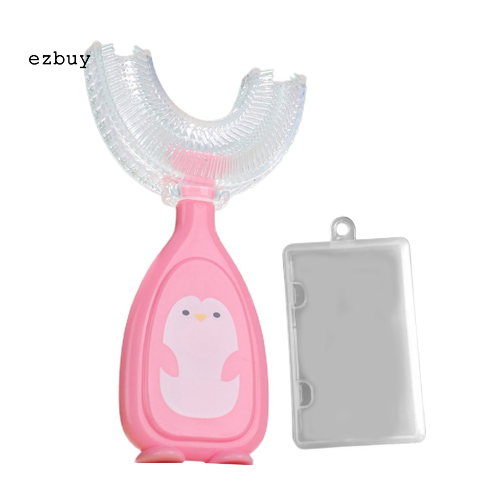 1 Bộ Bàn Chải Đánh Răng Tay Cầm Hoạt Hình Xoay 360 Độ Cho Bé