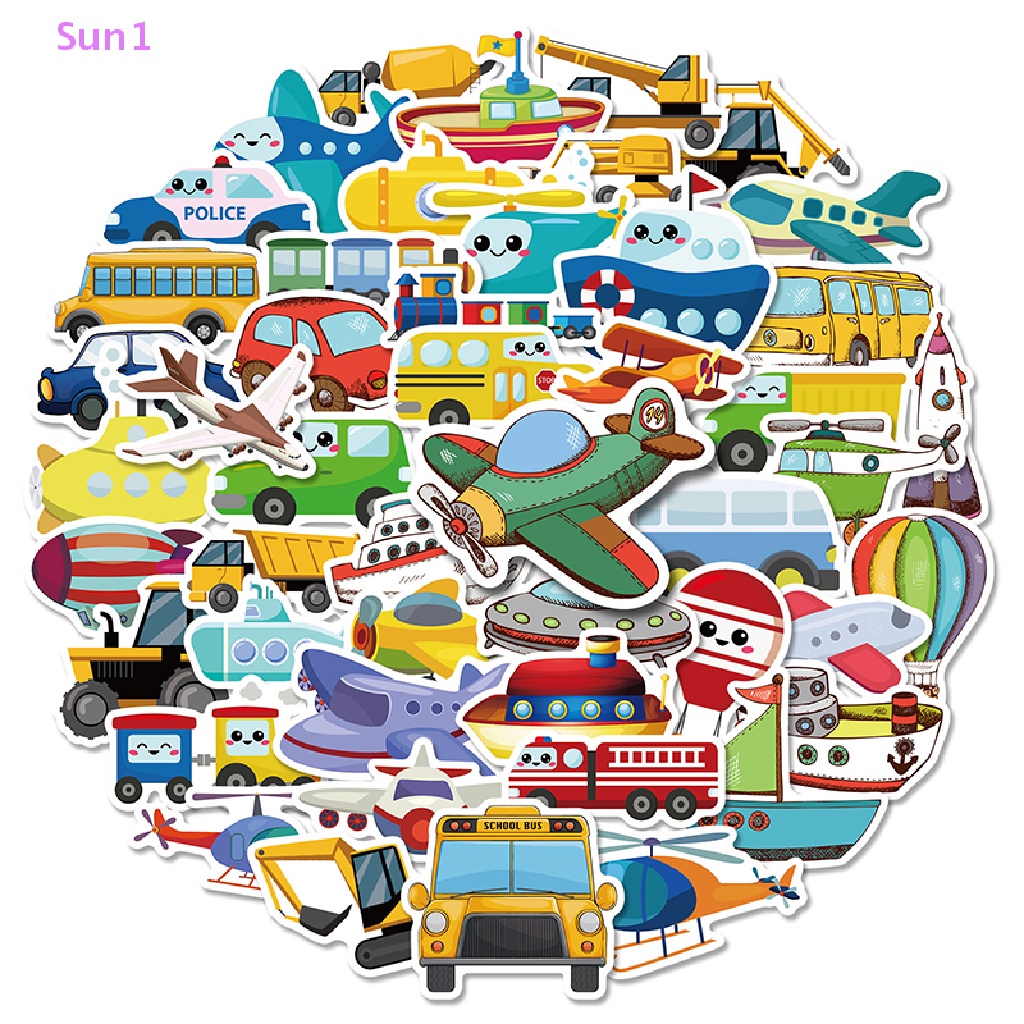Bộ 50 Miếng Dán Họa Tiết Giao Thông Hoạt Hình Graffiti Trang Trí Ván Trượt / Máy Tính / Điện Thoại