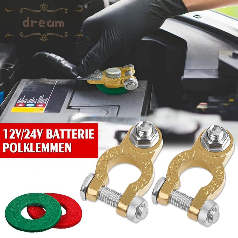 【DREAMLIFE】2 Pairs Of Battery Terminals 12/24 V Battery Poles, Brass Connectors With M8 Bo