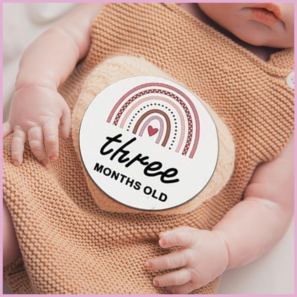 Bộ 14 Thẻ Đánh Dấu Cột Mốc Tháng Màu Cầu Vồng Cho Bé