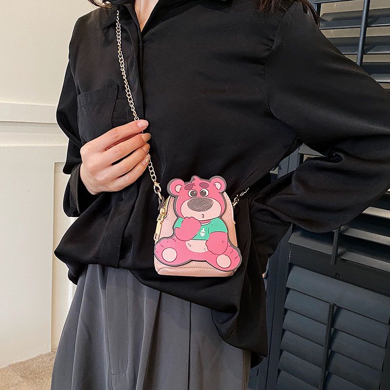 Túi Đựng Son Môi / Chìa Khóa Mini Họa Tiết Gấu / Dâu Tây Dễ Thương Kích Thước 8X12X4