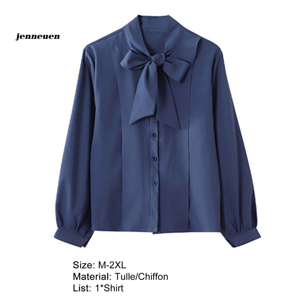 Áo Sơ Mi Nữ Tay Dài Cài Nút Thắt Nơ Lớn Thời Trang Công Sở