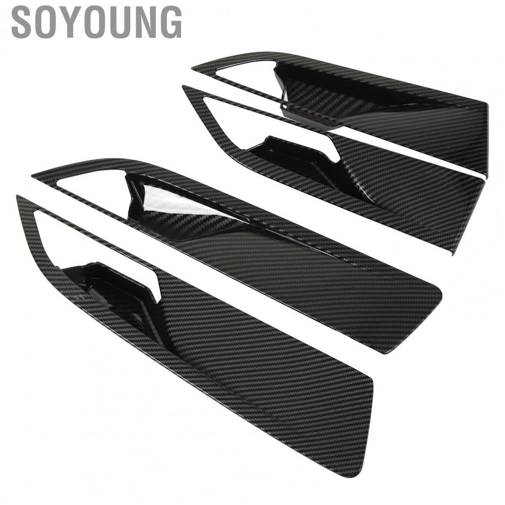 Soyoung Interior Door Handle Bowl Cover  Frame Sticker Carbon Fiber Style Easy Installation for Car