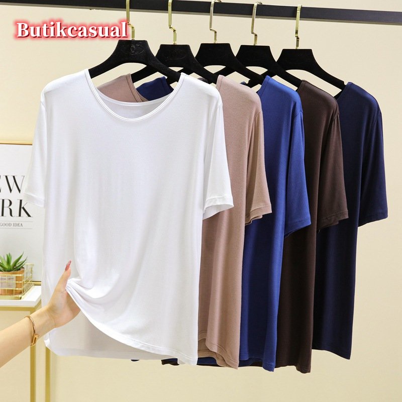 Áo Thun cotton Cổ Tròn Tay Ngắn Dáng Rộng Thời Trang Mùa Hè 2023 Cho Nữ