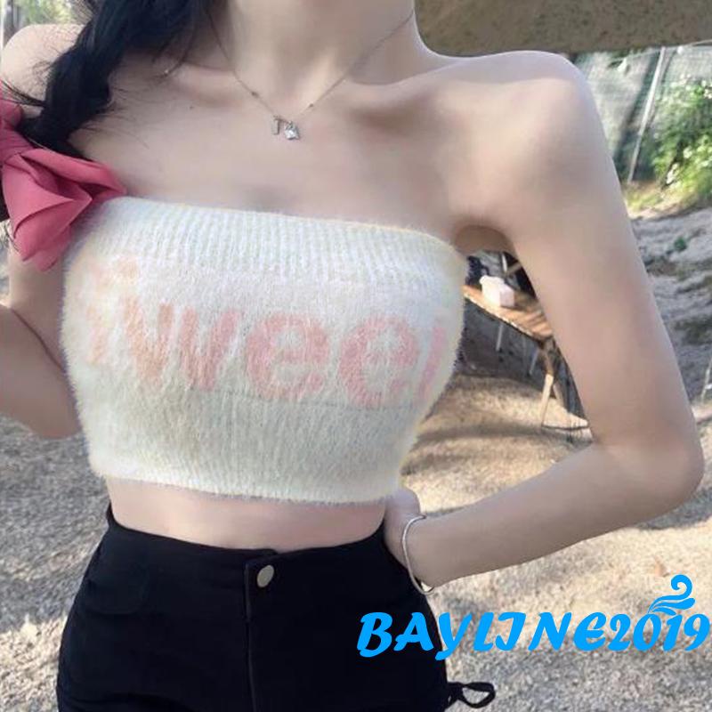 Áo Lửng Không Tay Hở Lưng In Chữ Gợi Cảm Cho Nữ