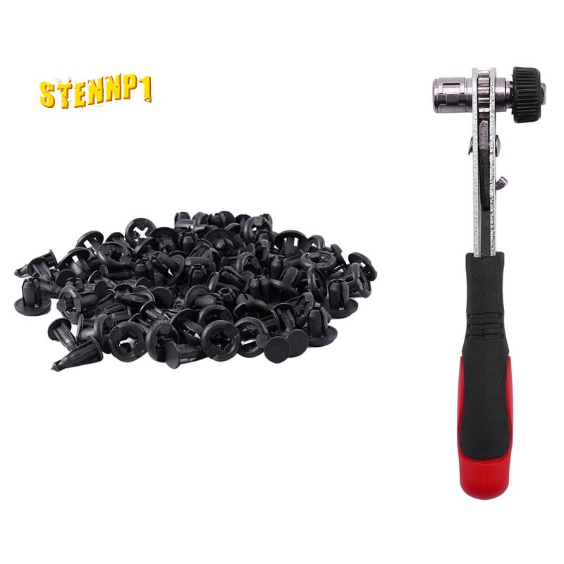 Bộ 50 Đinh Tán Nhựa 10mm Kèm Chìa Vặn Mini 1 / 4 Inch Chuyên Dụng Cho Sửa Chữa Xe Hơi