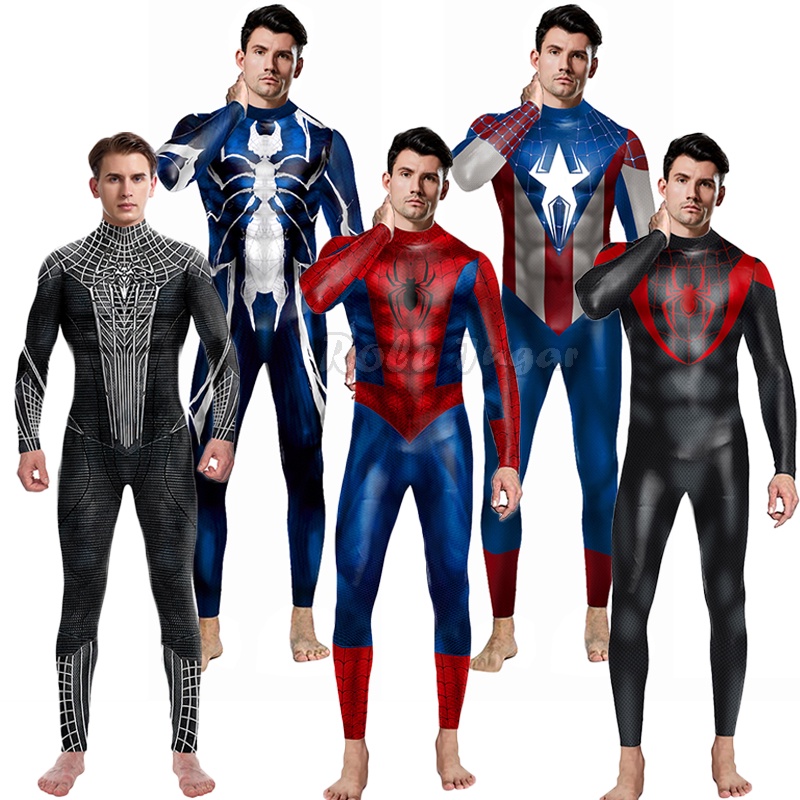 Bộ Jumpsuit Hóa Trang Siêu Anh Hùng Captain America / Spiderman Tobey Maguire / Người Sắt / Nhện Cho Người Lớn Dịp Halloween