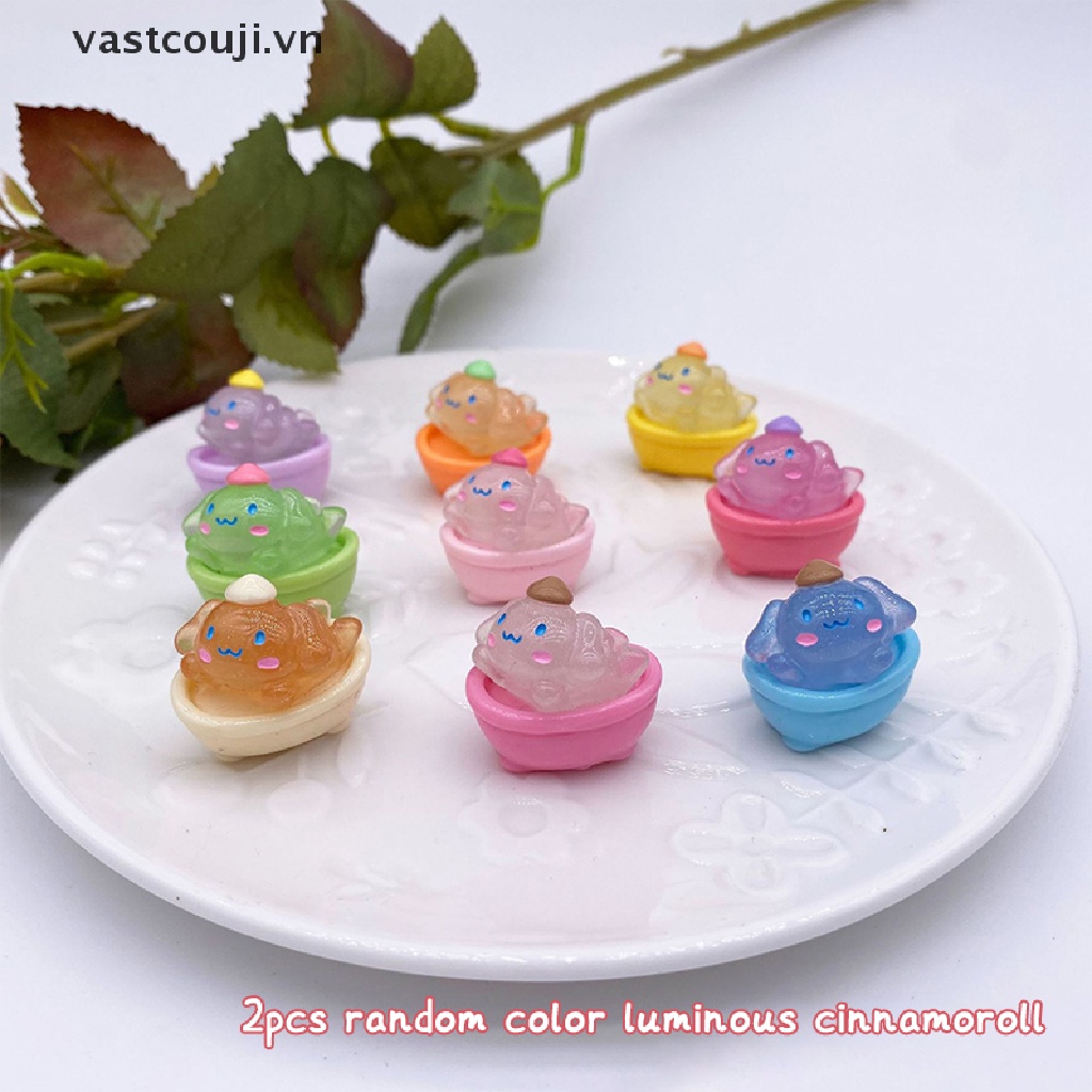 Set 2 Chú Chó Tai To Bằng Nhựa Resin Phát Quang Dễ Thương Trang Trí Xe Hơi