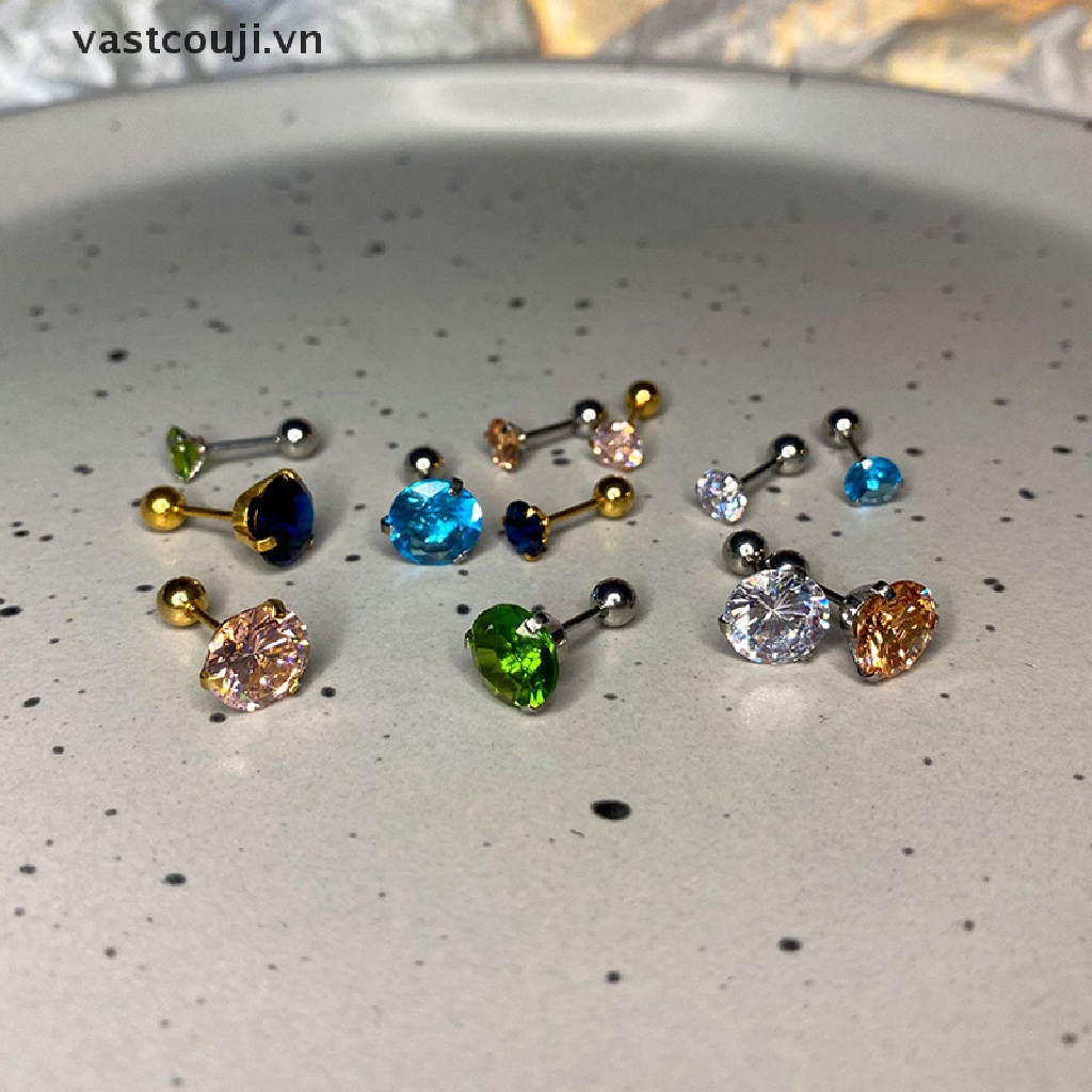 1 Khuyên Tai Đính Đá 5 / 8mm Thời Trang Nữ Tính