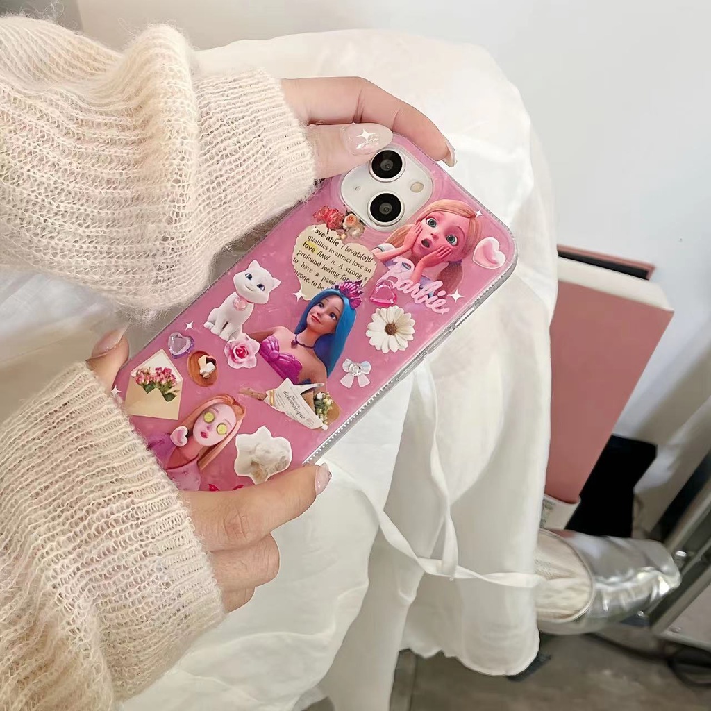 Ốp Điện Thoại TPU Silicon Mềm Trong Suốt Chống Sốc Chống Rơi In Họa Tiết Công Chúa Barbie Dễ Thương Dành Cho iPhone 14 Pro Max 13 12 11